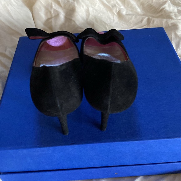 Ron White Gorgeous Black Suede Shimmering Pink Bow Shoes Made in Italy 🇮🇹 - Picture 13 of 15
